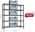 IZEUK 5-Tier Adjustable Heavy Duty Metal Storage Shelving Unit, Wide Utility - Image 3