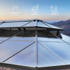 12'x16' Hardtop Gazebo, Outdoor Polycarbonate Double Roof Canopy, Aluminum - Image 4