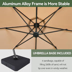 Aoxun 11 FT Cantilever Umbrella, Patio Large Aluminum Offset Umbrella Windproof - Image 4