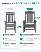SERWALL Rocking Chair Outdoor, HDPE Patio Rocking Chairs, Porch Rocker - Image 4