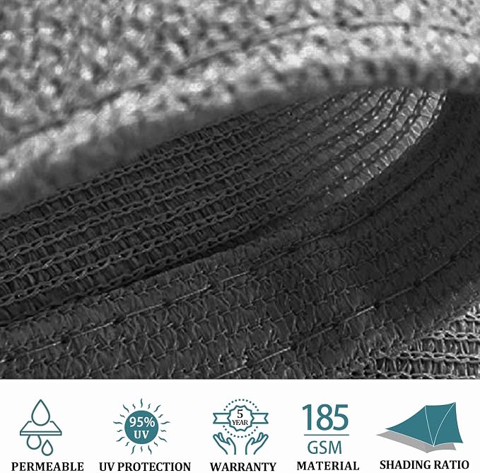 Shade&Beyond 7'x12' Sun Shade Sail Canopy Rectangle, UV Block Breathable Curved - Image 3