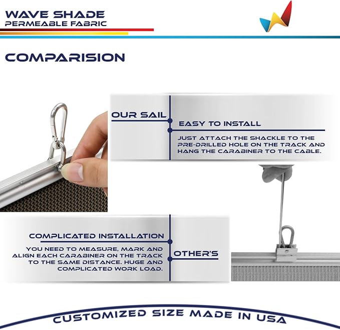 Windscreen4less 7' x 24' Retractable Sun Shade Canopy Cover Sliding Wave Shade - Image 5
