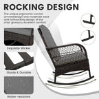 3 pcs Rocking Bistro Set Conversation Chairs PE Wicker Outdoor Rocking Chairs & - Image 4