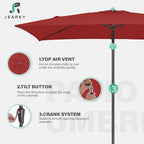 JEAREY 6.5x10 ft Rectangular Patio Umbrellas Rectangle Outdoor Umbrella - Image 7