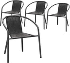 Grezone 4-Piece Rattan Indoor-Outdoor Restaurant Stack Chair Versatile and - Image 7