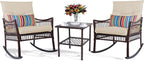 DECMICO 3-Piece Patio Furniture Set, Wicker Rocking Chairs - Image 9