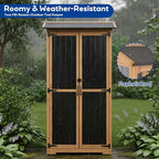 Outdoor Storage Cabinet Weather-Resistant, Wood & Metal Storage Shed - Image 7