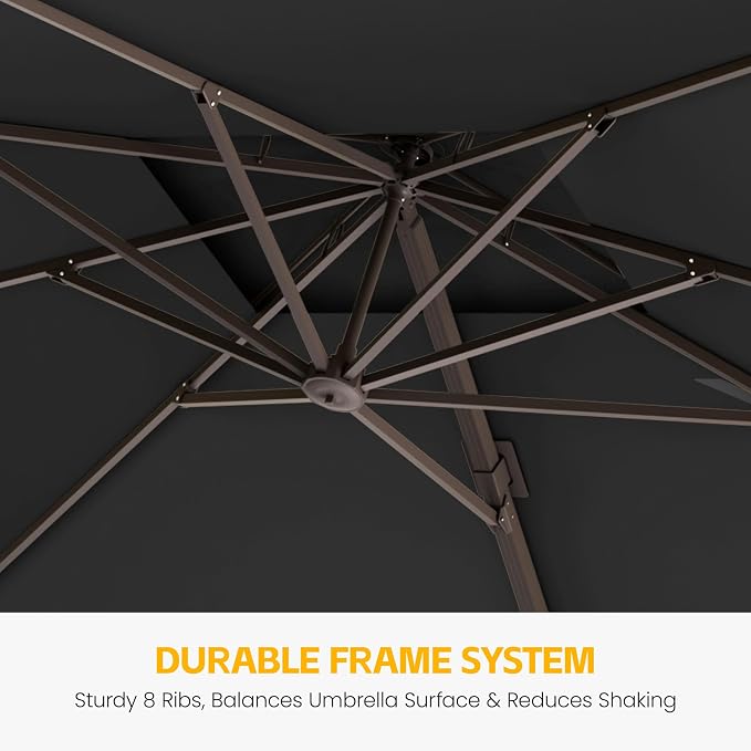 10x10 FT Patio Cantilever Umbrella, Rectangular Heavy Duty Offset Umbrella - Image 6