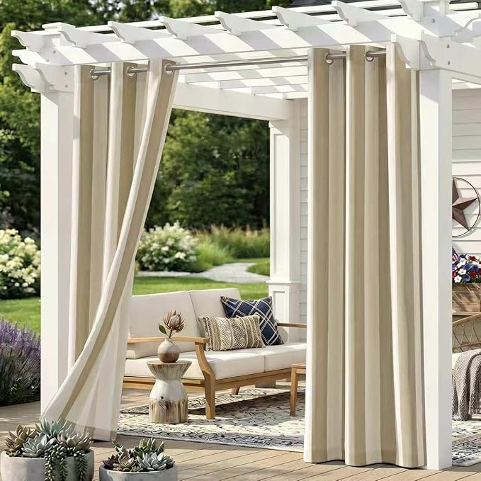 2 Panels Outdoor Stripe Curtains by Sunshelf