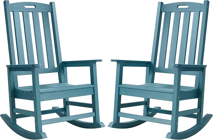 Outdoor Rocking Chairs Set of 2, Oversized Porch Rocker | Weather Resistant by PsilvamGardenFurniture