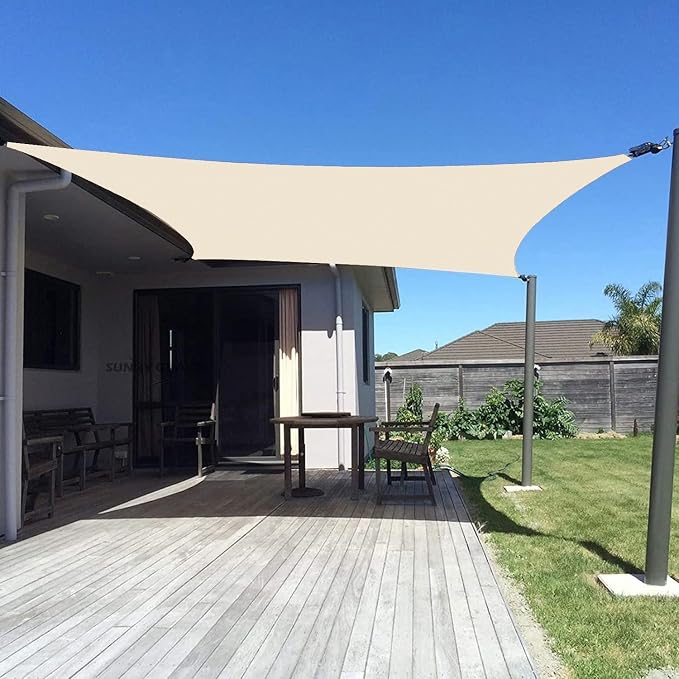 SUNNY GUARD Custom Size 4'x16' Rectangle Butter Cream UV Block Sunshade by SUNNYGUARD