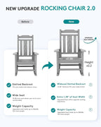 SERWALL Oversized Outdoor Rocking Chairs Set of 4, Patio Rocker, Space Gray | - Image 6