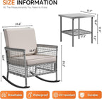 DECMICO 3 Piece Outdoor Rocking Chair Set, Wicker Bistro Furniture | Washable - Image 2