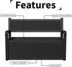 PatioZen 80 Gallon Outdoor Storage Bench Deck Box, Outdoor Storage Furniture - Image 8
