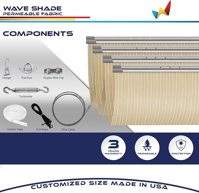 Windscreen4less 7' x 6' Retractable Sun Shade Canopy Cover Sliding Wave Shade - Image 4