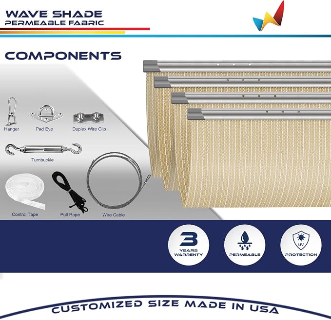 Windscreen4less 3' x 5' Retractable Sun Shade Canopy Cover Sliding Wave Shade - Image 4