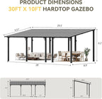Aoxun 30’x10’ Gazebo for Patio, Gazebo Pergola - Image 2