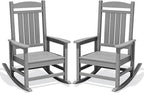 Oversized Outdoor Rocking Chair Set of 2, Porch Rockers, Light Gray | by KINGYES