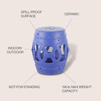 JONATHAN Y Lucky Coins 16" Ceramic Garden Stool Side Table, Matte Blue | - Image 4