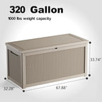 320 Gallon Waterproof Outdoor Storage Box, UV Resistant Resin Deck Box - Image 2