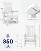 Oversized Outdoor Rocking Chair Set of 2, HDPE Patio Rockers - Image 3