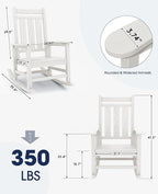 Oversized Outdoor Rocking Chair Set of 4, HDPE Patio Rockers - Image 3