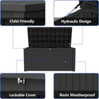 270 Gallon Outdoor Storage Box Resin Deck Box All Weather Waterproof Large - Image 5