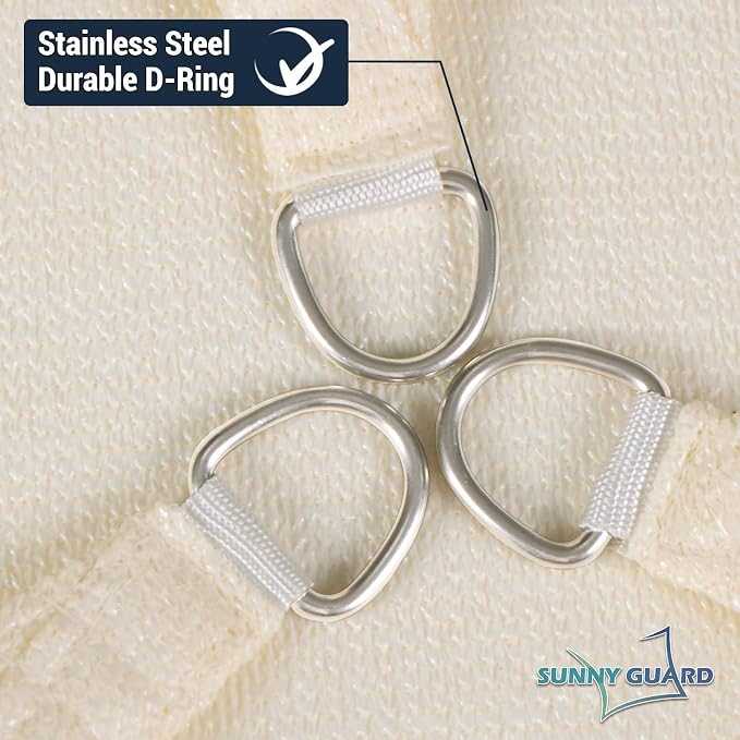 SUNNY GUARD Custom Size 4'x10' Butter Cream Sun Shade Sail Rectangle UV Block - Image 6