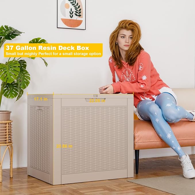 37 Gallon Outdoor Deck Box, Lockable Waterproof Outdoor Storage Boxes - Image 5