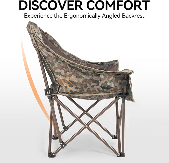 Oversized 2 Pack Camping Chairs, Camping Chairs Support 450LBS, Camouflage | - Image 4