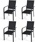 Patio Dining Chairs Set of 4, All-Weather High Back Textilene Stackable Chairs by DELMANGO