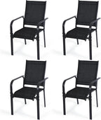 Patio Dining Chairs Set of 4, All-Weather High Back Textilene Stackable Chairs by DELMANGO
