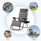 Nazhura Set of 2 Relaxing Recliners Patio Chairs Adjustable Steel Mesh Zero - Image 5