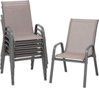 Patio Chairs Set of 6, Stackable Outdoor Dining Chairs | All Weather Dining Set by ONBRILL