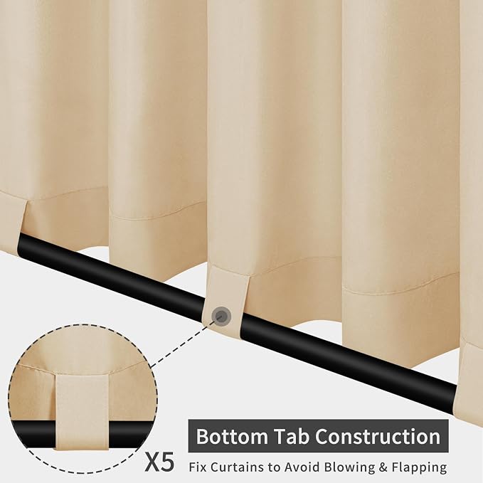 Easy-Going Outdoor Patio Curtains 2 Panels, 110x108 inch, Porch and Pergola - Image 3
