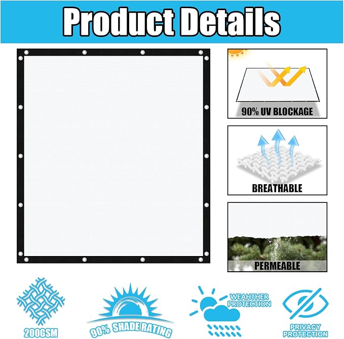 Amagenix 90% Pergola Shade Cover 4' X 16' Sun Shade Cloth - Image 2