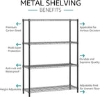 IZEUK 1400 LBS Garage Black Shelving Wide Storage Shelves 4 Tier Adjustable - Image 4