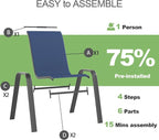 Outdoor Patio Chairs Set of 4 Stackable Dining Chairs All-Weather Textilene - Image 8