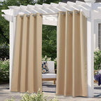 NICETOWN Outdoor Curtains for Patio Waterproof 95" L, Biscotti Beige | Blackout by NICETOWN