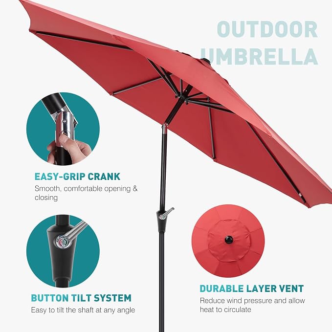 OLIXIS 9ft Patio Table Umbrella, Outdoor Patio Umbrella - Image 4