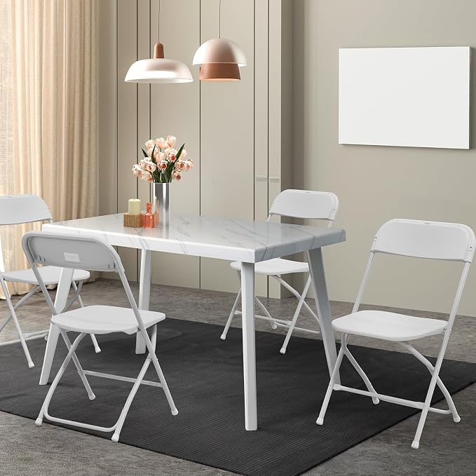 VINGLI 12 Pack White Plastic Folding Chair, Indoor Outdoor Portable Stackable - Image 2