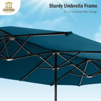 13 ft Large Double-Sided Patio Umbrella, Outdoor Umbrella, Cerulean | HERA'S - Image 2