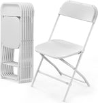 VINGLI 8 Pack White Plastic Folding Chair, Indoor Outdoor Portable Stackable by VINGLI