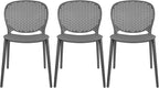 2xhome Set of 3 Patio Dining Chairs | Modern Stackable Outdoor Pool Side Chair by 2xhome