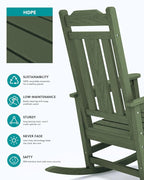 SERWALL Oversized Outdoor Rocking Chairs Set of 4, Patio Rocker, Avocado | - Image 7