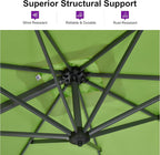PURPLE LEAF Patio Outdoor Umbrella 9' x 9' Square All-Weather Apple Green | - Image 2
