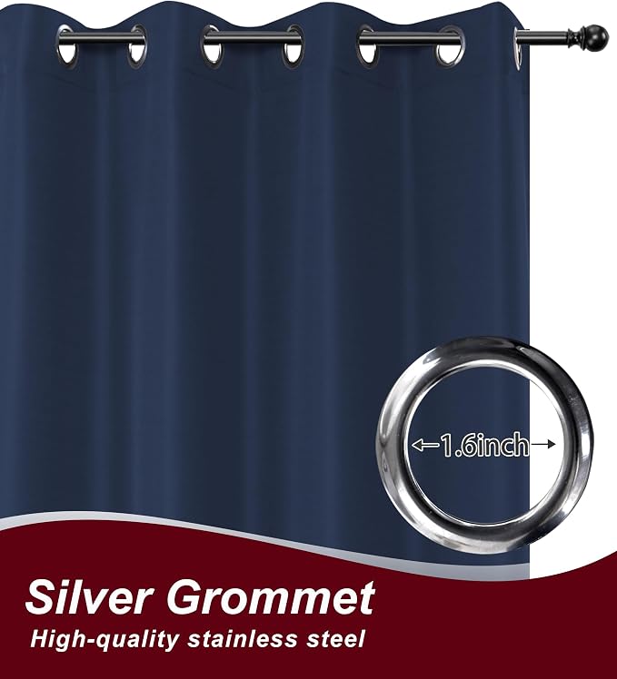 Grommet Outdoor Curtains for Patio Waterproof 8 Pcs 54x84 In Navy | - Image 2