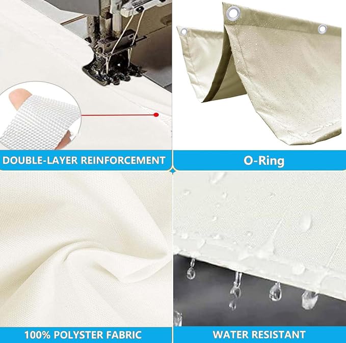 Retractable Wave Sun Shade Cloth 7' x 17' Sun Shade Sail Waterproof Polyester - Image 3