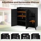 Tangkula Rattan Outdoor Storage Cabinet, Patiojoy Outdoor Cabinet - Image 4