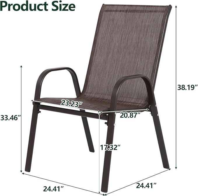 Majnesvon Outdoor Patio Chairs Set of 8, Stackable Patio Chairs, Front Porch - Image 2